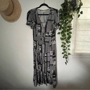 Reformation Locklin Dress in Zine Print, Size 6